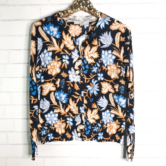 LOFT Signature Cardigan Fall Floral - Picture 2 of 5